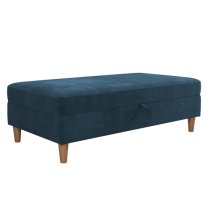 Hillsboro Chenille Fabric Storage Ottoman In Blue