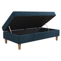 Hillsboro Chenille Fabric Storage Ottoman In Blue