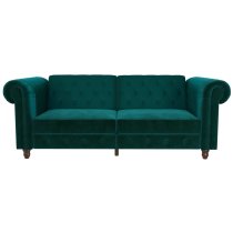 Flex Velvet Sofa Bed With Wooden Legs In Teal