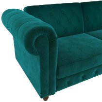 Flex Velvet Sofa Bed With Wooden Legs In Teal