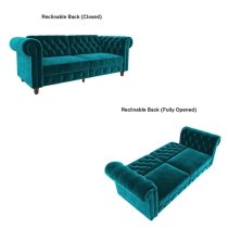 Flex Velvet Sofa Bed With Wooden Legs In Teal