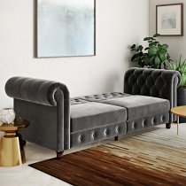 Flex Velvet Sofa Bed With Wooden Legs In Grey