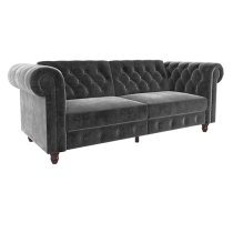 Flex Velvet Sofa Bed With Wooden Legs In Grey