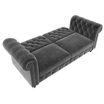 Flex Velvet Sofa Bed With Wooden Legs In Grey