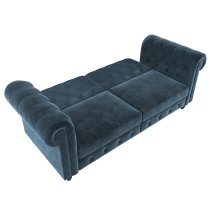 Flex Velvet Sofa Bed With Wooden Legs In Blue