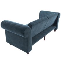 Flex Velvet Sofa Bed With Wooden Legs In Blue