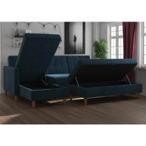 Henley Fabric Sofa Bed With Oak Legs In Blue