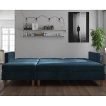 Henley Fabric Sofa Bed With Oak Legs In Blue