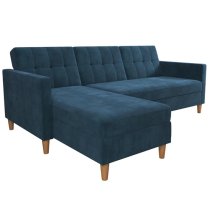 Henley Fabric Sofa Bed With Oak Legs In Blue