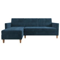 Henley Fabric Sofa Bed With Oak Legs In Blue