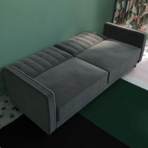 Pina Velvet Sofa Bed With Wooden Legs In Grey