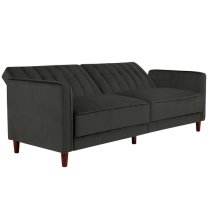 Pina Velvet Sofa Bed With Wooden Legs In Grey