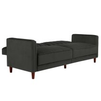 Pina Velvet Sofa Bed With Wooden Legs In Grey