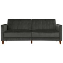 Pina Velvet Sofa Bed With Wooden Legs In Grey