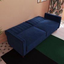 Pina Velvet Sofa Bed With Wooden Legs In Blue