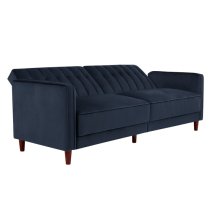 Pina Velvet Sofa Bed With Wooden Legs In Blue