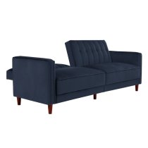 Pina Velvet Sofa Bed With Wooden Legs In Blue