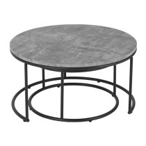 Alsip Round Wooden Set Of 2 Coffee Table In Concrete Effect