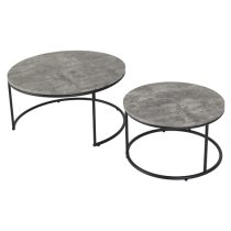 Alsip Round Wooden Set Of 2 Coffee Table In Concrete Effect