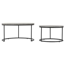 Alsip Round Wooden Set Of 2 Coffee Table In Concrete Effect