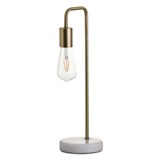 Weir Metal Industrial Table Lamp In Brass With Marble Base