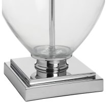 Peoria Mirrored Table Lamp In Silver With Grey Shade