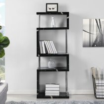 Miami High Gloss Slim Shelving Unit In Milano Marble Effect