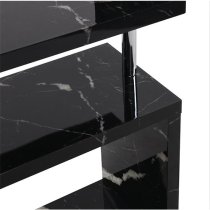 Miami High Gloss Slim Shelving Unit In Milano Marble Effect