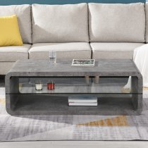 Xono Wooden Coffee Table With Shelf In Concrete Effect