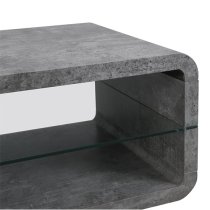 Xono Wooden Coffee Table With Shelf In Concrete Effect