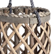 Cave Medium Wicker Lantern In Brown With Glass Hurricane