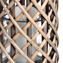 Cave Medium Wicker Lantern In Brown With Glass Hurricane