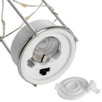 Lair Large Frosted Grey Glass Lantern With Rope And Interior LED