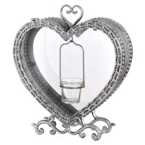 Hellene Free Standing Heart Tealight Lantern in Antique Silver