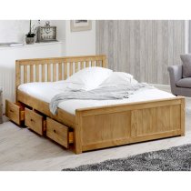 Mission Storage Double Bed In Waxed Pine With 3 Drawers