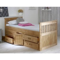 Captains Storage Bed In Waxed Pine With 4 Drawers And 1 Door