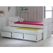 Captains Wooden Storage Single Bed With Guest Bed In White