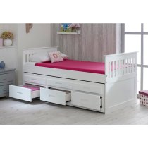 Captains Wooden Storage Single Bed With Guest Bed In White