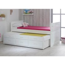 Captains Wooden Storage Single Bed With Guest Bed In White