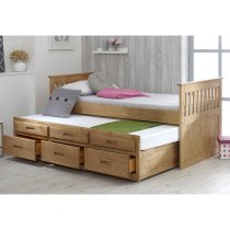 Captains Wooden Storage Single Bed With Guest Bed In Waxed Pine