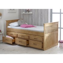 Captains Wooden Storage Single Bed With Guest Bed In Waxed Pine