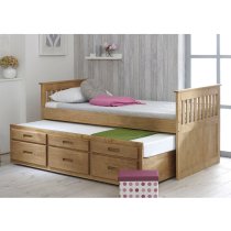 Captains Wooden Storage Single Bed With Guest Bed In Waxed Pine