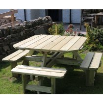 Becontree Square Wooden 8 Seater Picnic Dining Set