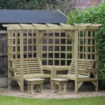 Cretone Corner Wooden 4 Seater Arbour