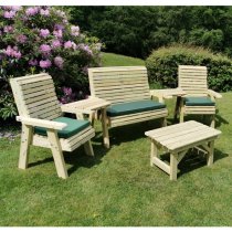 Erog Wooden Outdoor Occasional Seating Set With Coffee Table