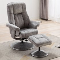 Dollis Fabric Swivel Recliner Chair And Footstool In Elephant