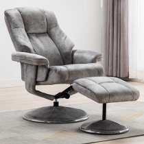 Dollis Fabric Swivel Recliner Chair And Footstool In Elephant