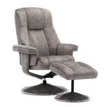 Dollis Fabric Swivel Recliner Chair And Footstool In Elephant