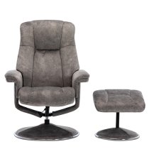 Dollis Fabric Swivel Recliner Chair And Footstool In Elephant