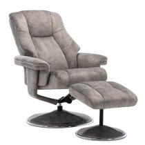 Dollis Fabric Swivel Recliner Chair And Footstool In Elephant